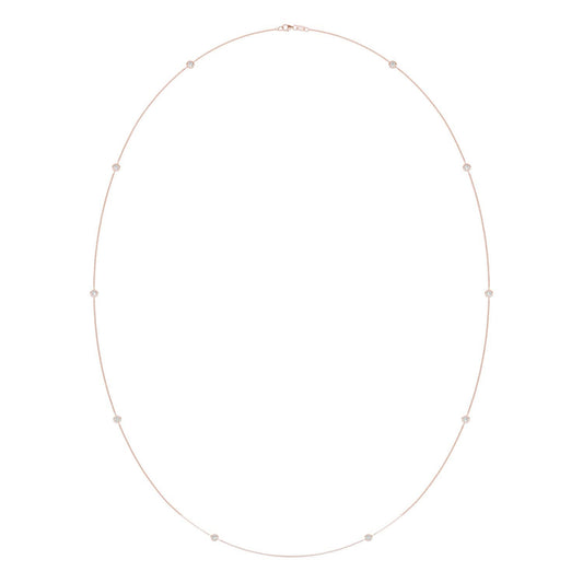 1 CTW Round Caydia Lab Grown Diamond 36in Station Ten Stone Necklace 14K Rose Gold