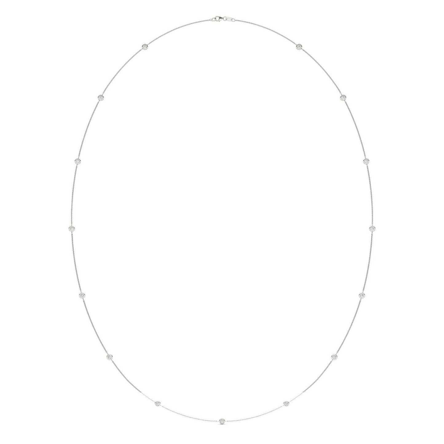 1 1/2 CTW Round Caydia Lab Grown Diamond 36in Station Fifteen Stone Necklace 14K White Gold