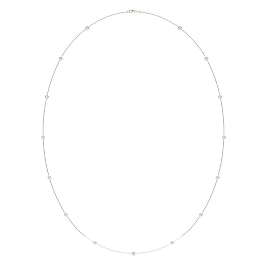 1 1/2 CTW Round Caydia Lab Grown Diamond 36in Station Fifteen Stone Necklace 14K White Gold