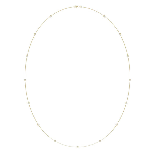 1 1/2 CTW Round Caydia Lab Grown Diamond 36in Station Fifteen Stone Necklace 14K Yellow Gold