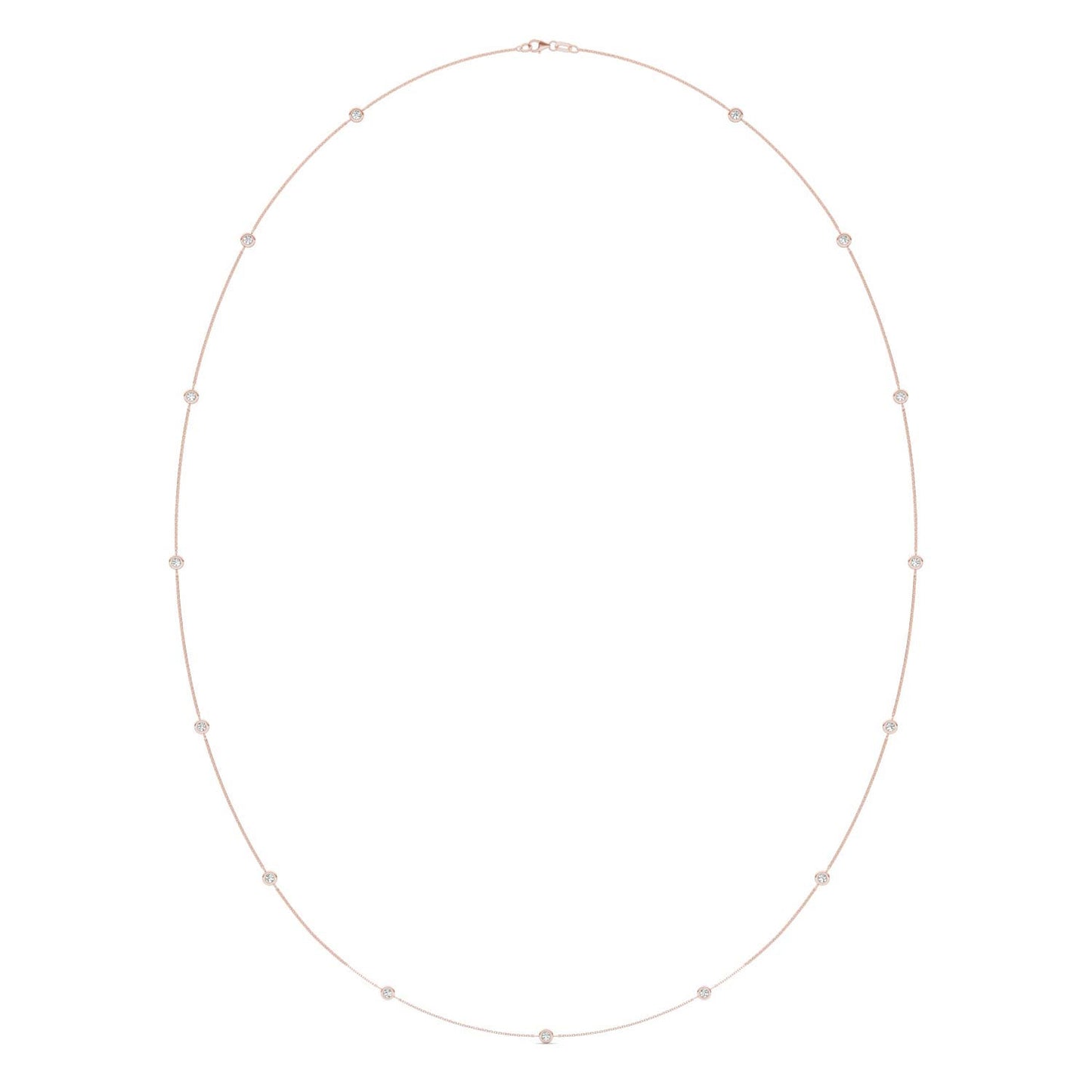 1 1/2 CTW Round Caydia Lab Grown Diamond 36in Station Fifteen Stone Necklace 14K Rose Gold