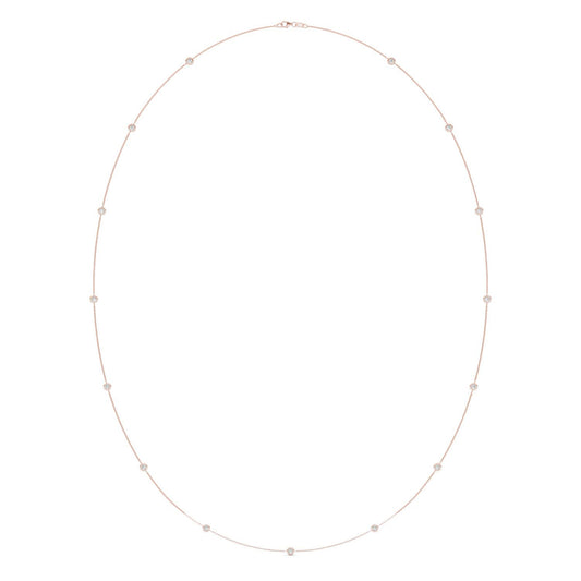 1 1/2 CTW Round Caydia Lab Grown Diamond 36in Station Fifteen Stone Necklace 14K Rose Gold