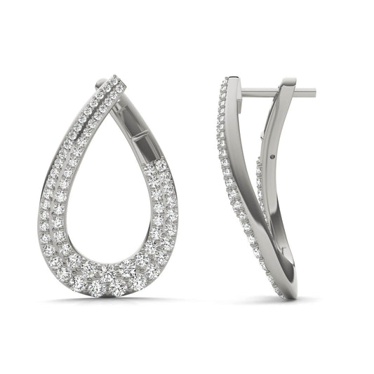 2 1/8 CTW Round Caydia Lab Grown Diamond Teardrop Wraparound Hoop Earrings 14K White Gold