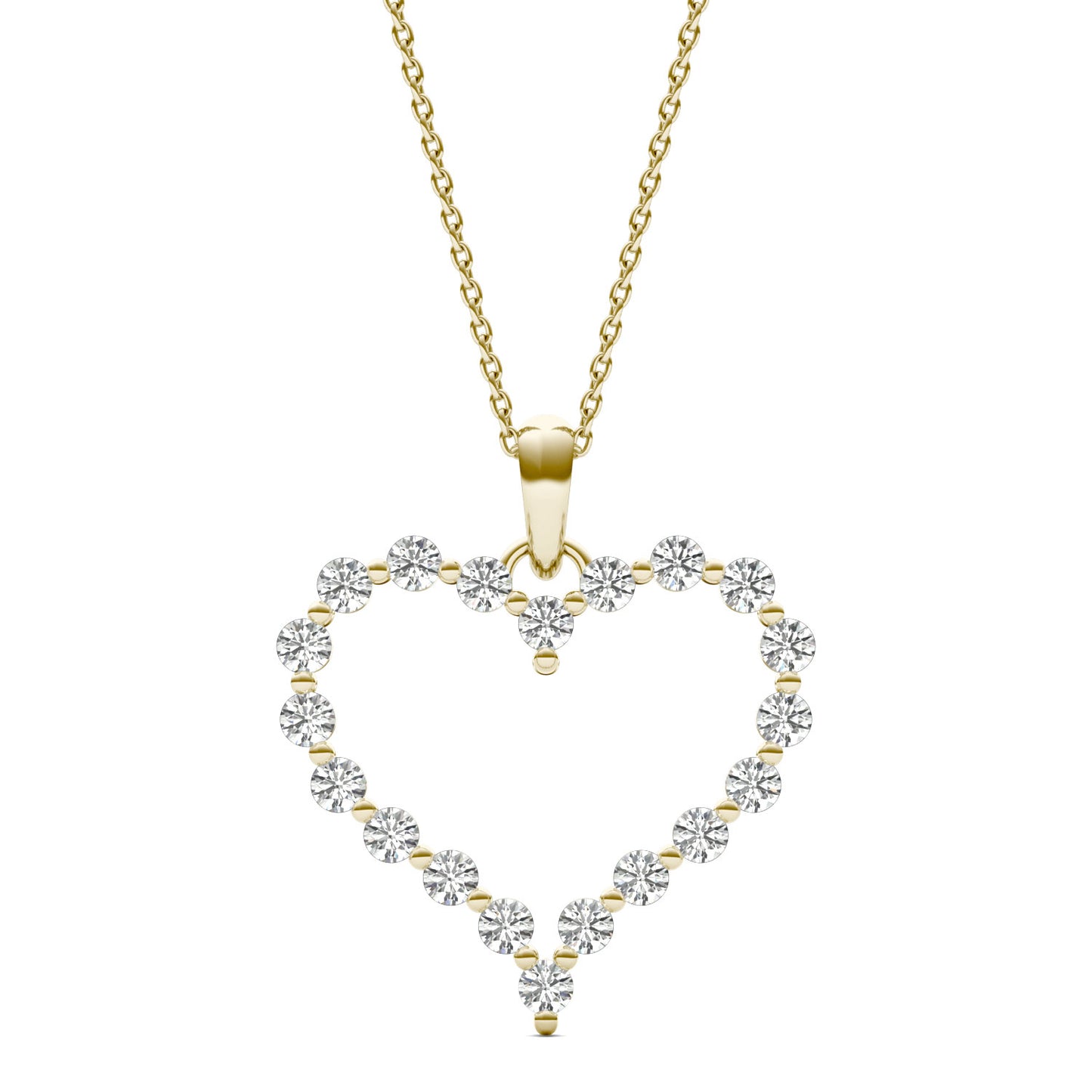 1 CTW Round Caydia Lab Grown Diamond Heart Necklace 14K Yellow Gold