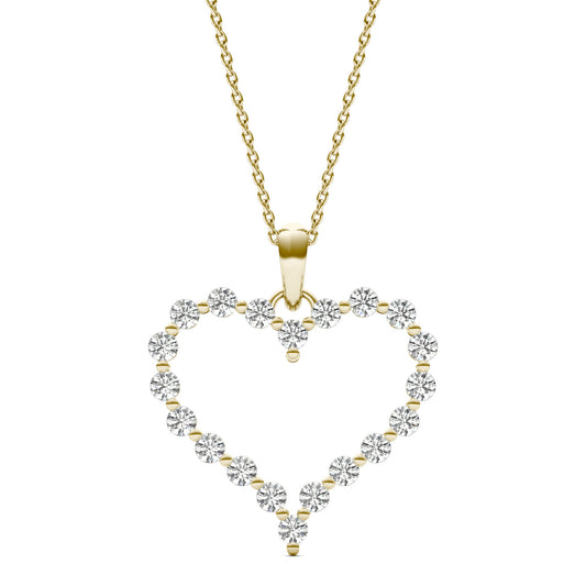 1 CTW Round Caydia Lab Grown Diamond Heart Necklace 14K Yellow Gold