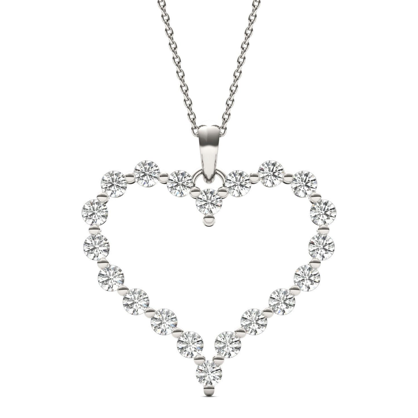 2 CTW Round Caydia Lab Grown Diamond Heart Necklace 14K White Gold
