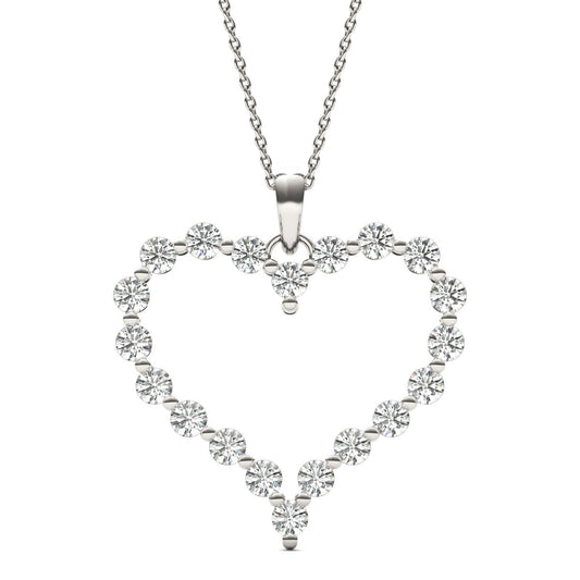 2 CTW Round Caydia Lab Grown Diamond Heart Necklace 14K White Gold