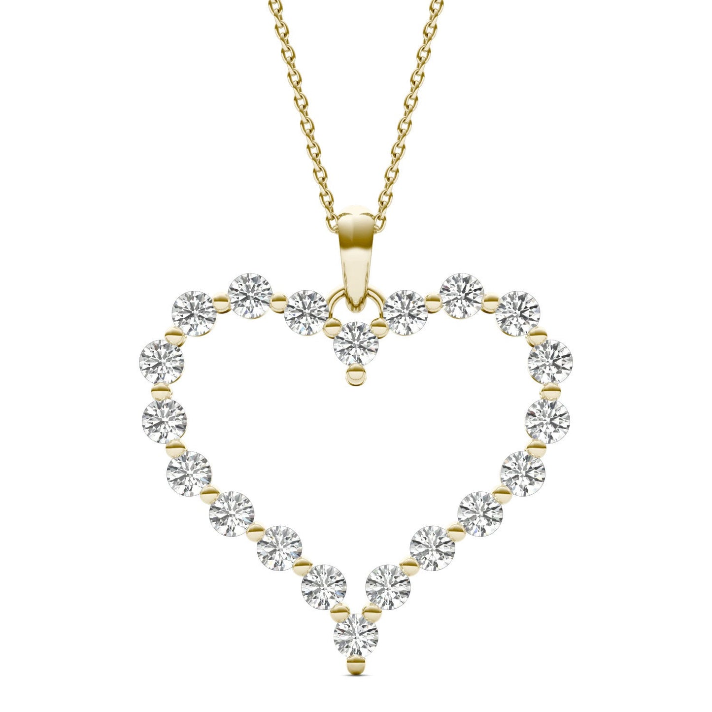 2 CTW Round Caydia Lab Grown Diamond Heart Necklace 14K Yellow Gold
