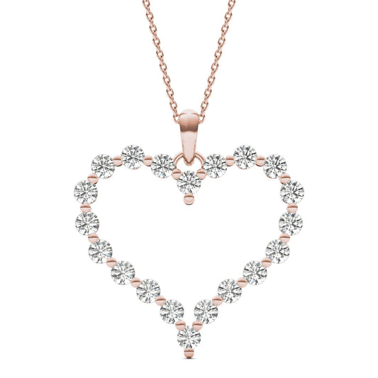 2 CTW Round Caydia Lab Grown Diamond Heart Necklace 14K Rose Gold
