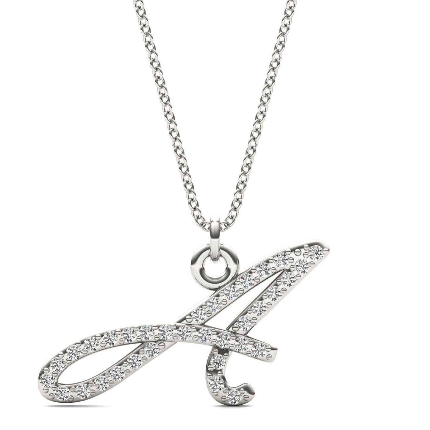 Caydia Lab Grown Diamond Personalized Initial Necklace 14K White Gold