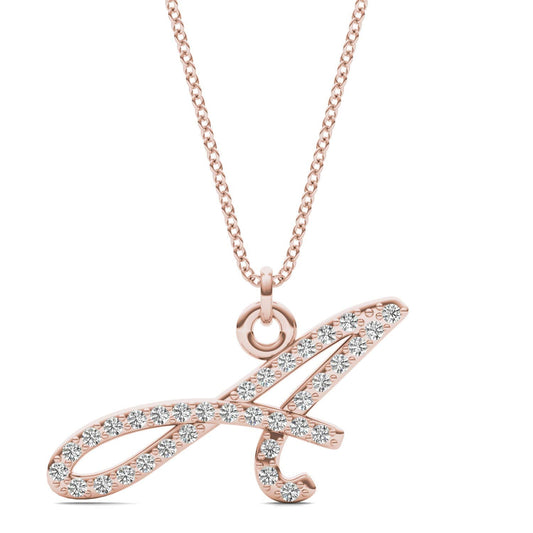 Caydia Lab Grown Diamond Personalized Initial Necklace 14K Rose Gold