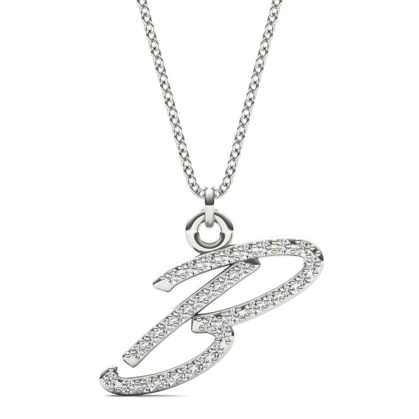 Caydia Lab Grown Diamond Personalized Initial Necklace 14K White Gold