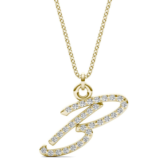 Caydia Lab Grown Diamond Personalized Initial Necklace 14K Yellow Gold