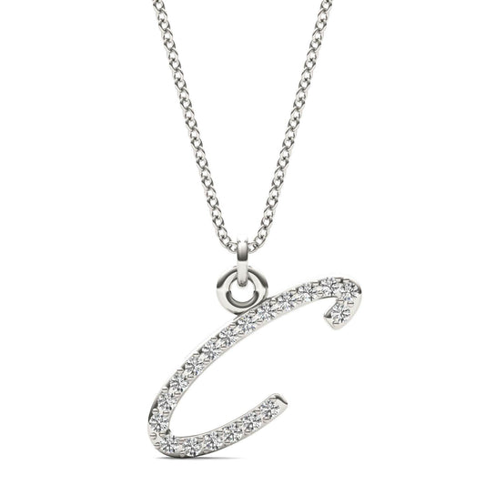 Caydia Lab Grown Diamond Personalized Initial Necklace 14K White Gold