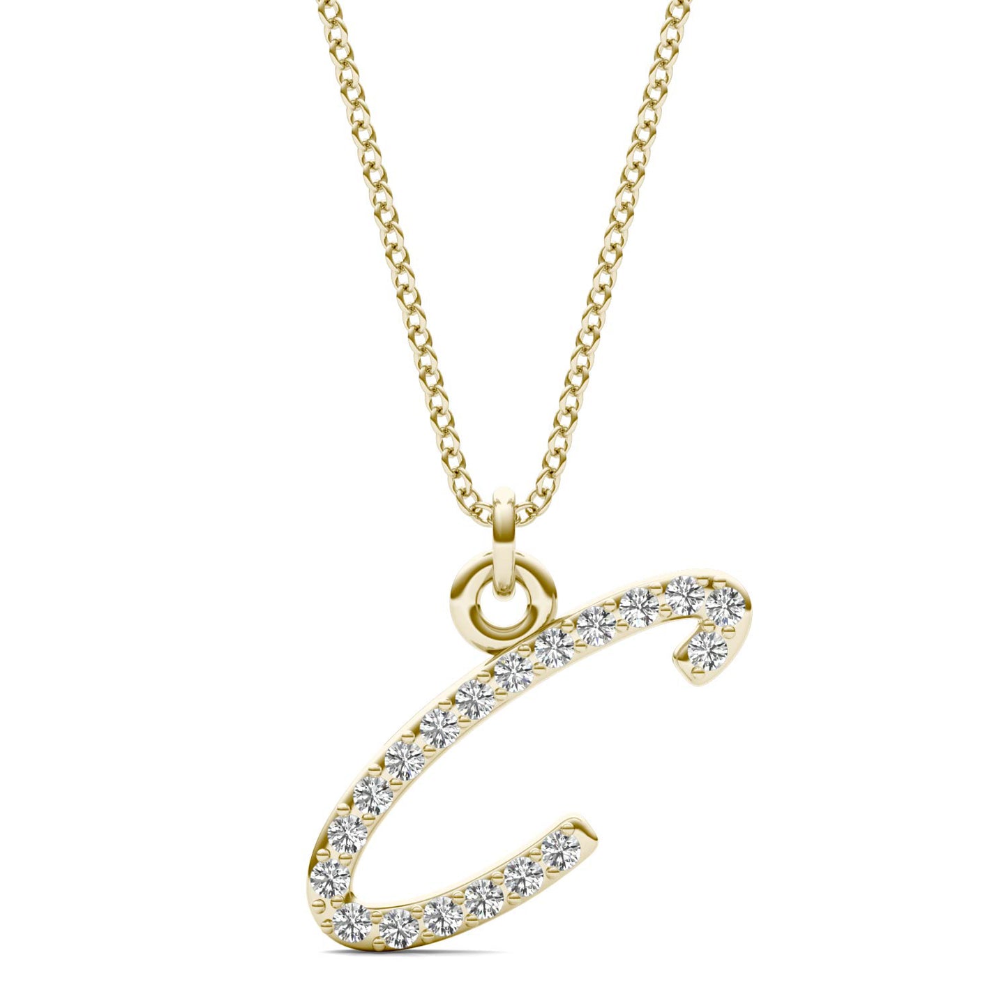 Caydia Lab Grown Diamond Personalized Initial Necklace 14K Yellow Gold