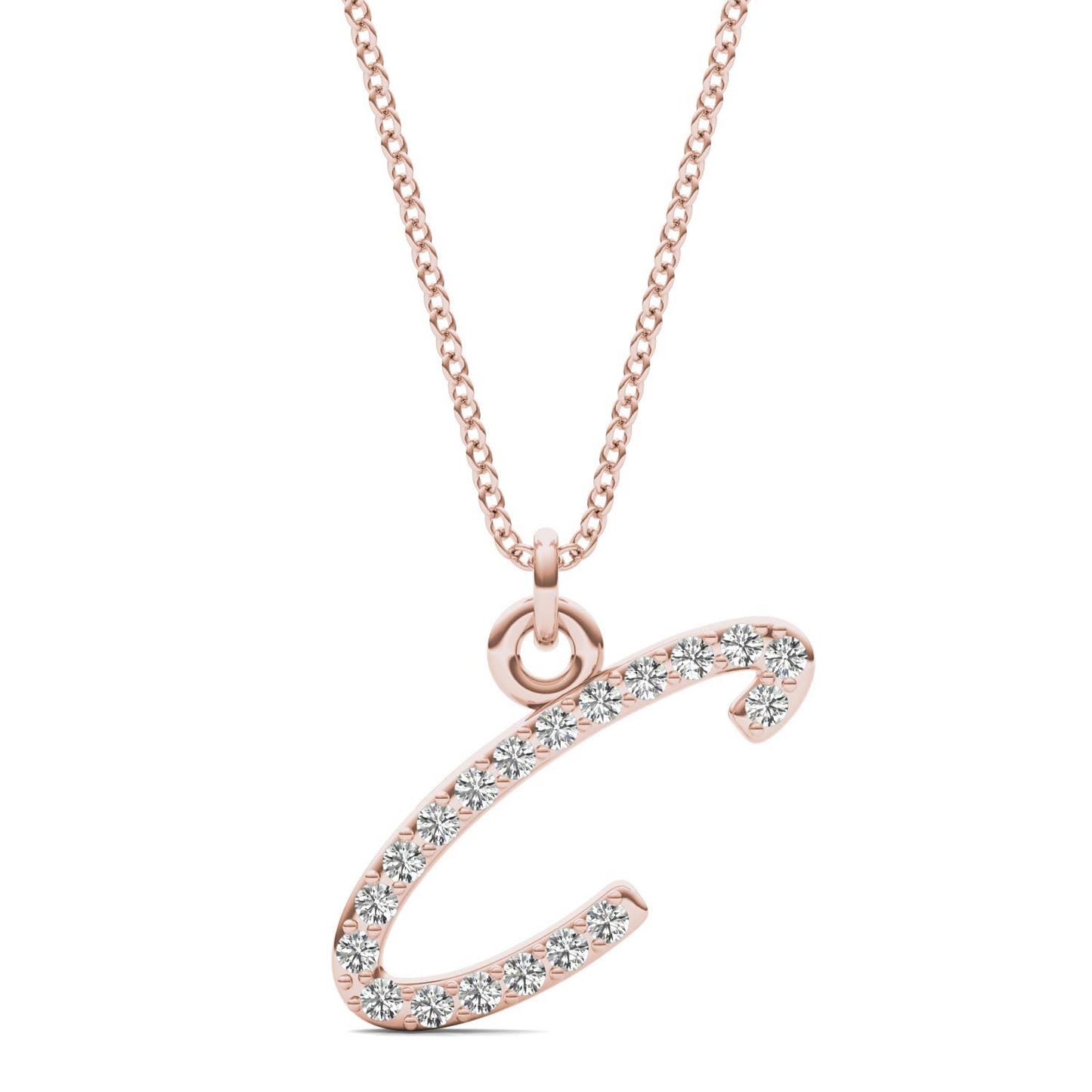 Caydia Lab Grown Diamond Personalized Initial Necklace 14K Rose Gold