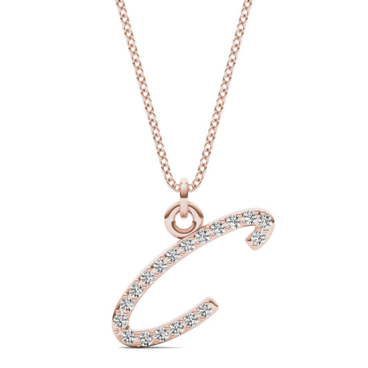 Caydia Lab Grown Diamond Personalized Initial Necklace 14K Rose Gold