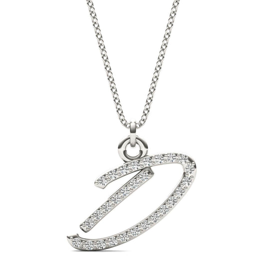Caydia Lab Grown Diamond Personalized Initial Necklace 14K White Gold