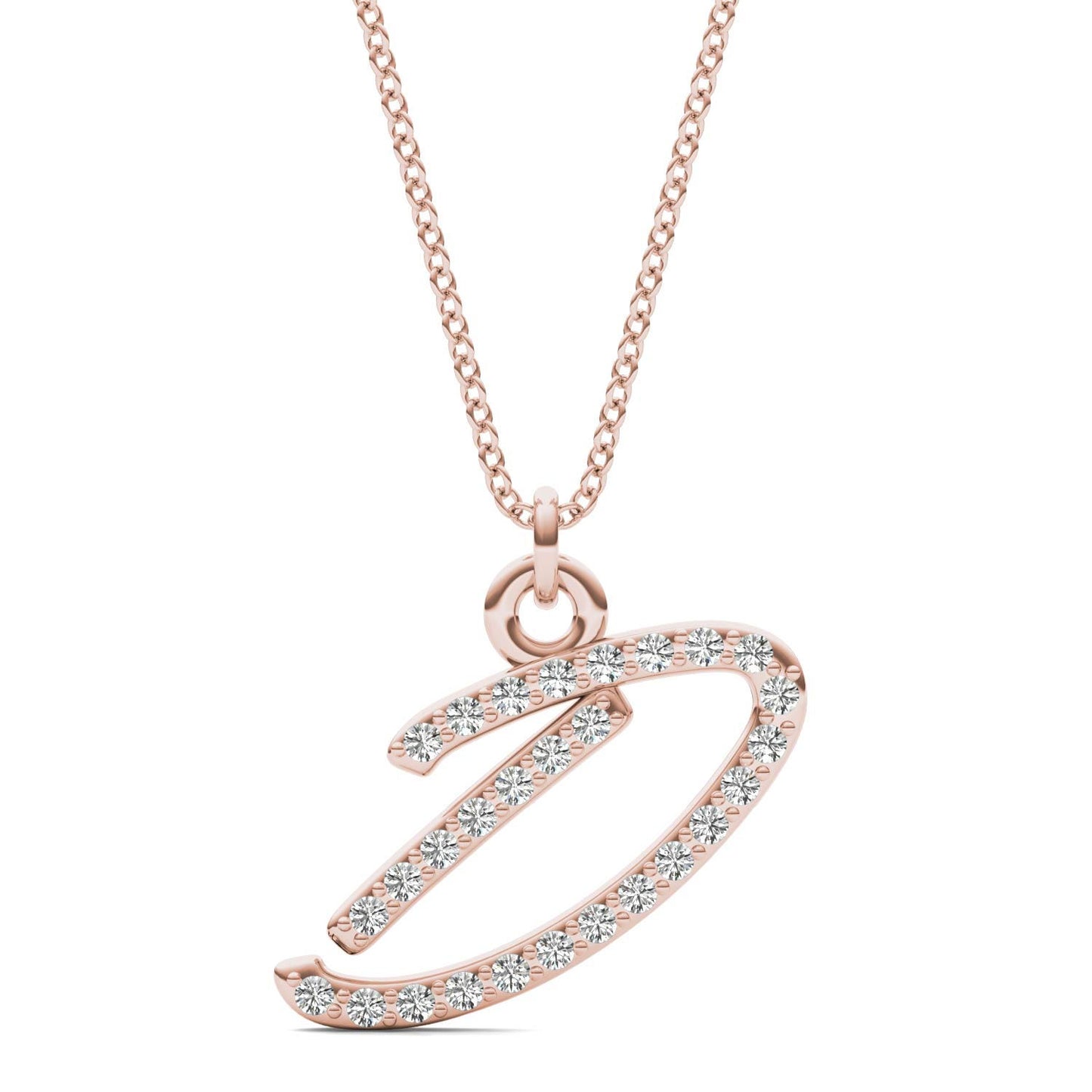 Caydia Lab Grown Diamond Personalized Initial Necklace 14K Rose Gold