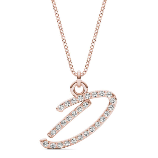 Caydia Lab Grown Diamond Personalized Initial Necklace 14K Rose Gold