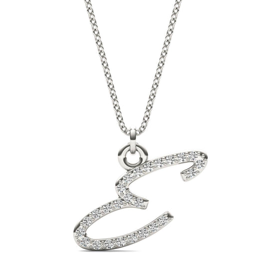 Caydia Lab Grown Diamond Personalized Initial Necklace 14K White Gold