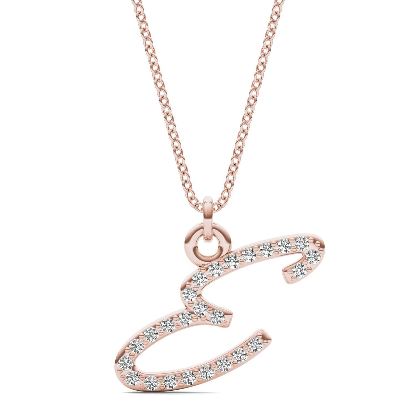 Caydia Lab Grown Diamond Personalized Initial Necklace 14K Rose Gold