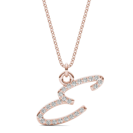 Caydia Lab Grown Diamond Personalized Initial Necklace 14K Rose Gold