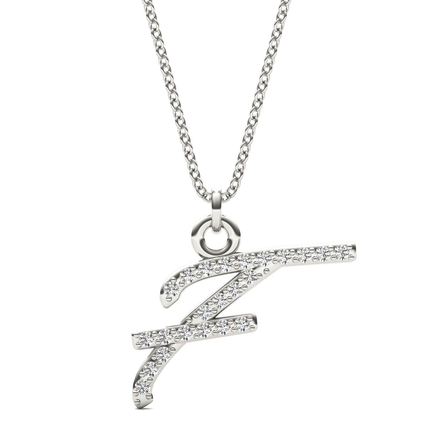 Caydia Lab Grown Diamond Personalized Initial Necklace 14K White Gold