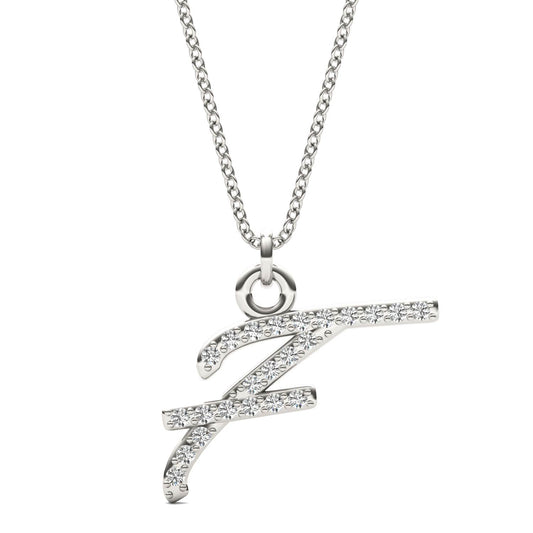 Caydia Lab Grown Diamond Personalized Initial Necklace 14K White Gold