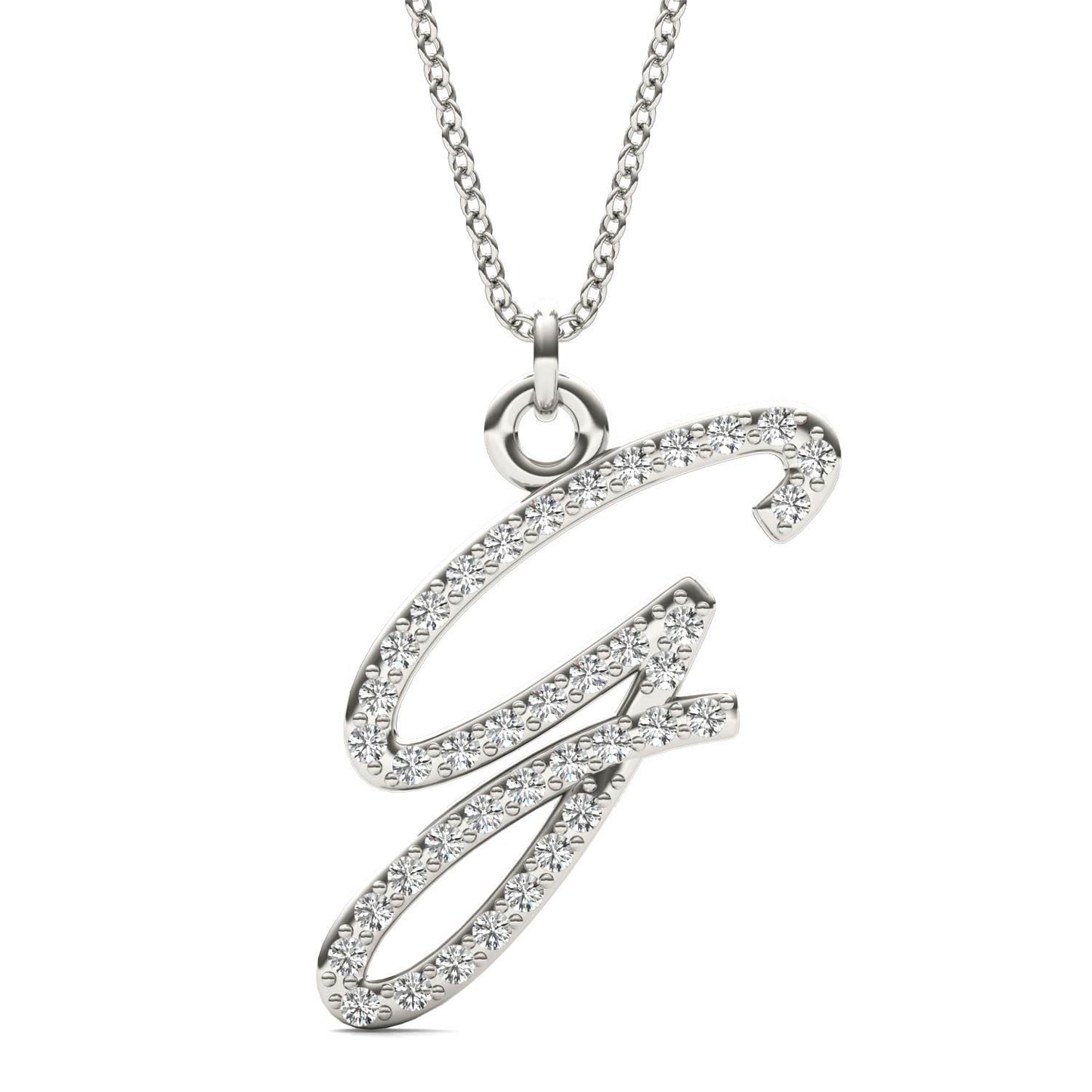 Caydia Lab Grown Diamond Personalized Initial Necklace 14K White Gold