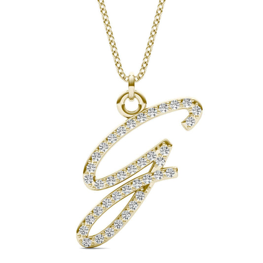 Caydia Lab Grown Diamond Personalized Initial Necklace 14K Yellow Gold