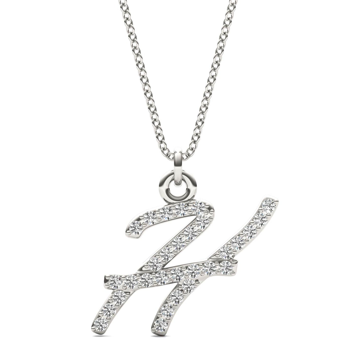 Caydia Lab Grown Diamond Personalized Initial Necklace 14K White Gold