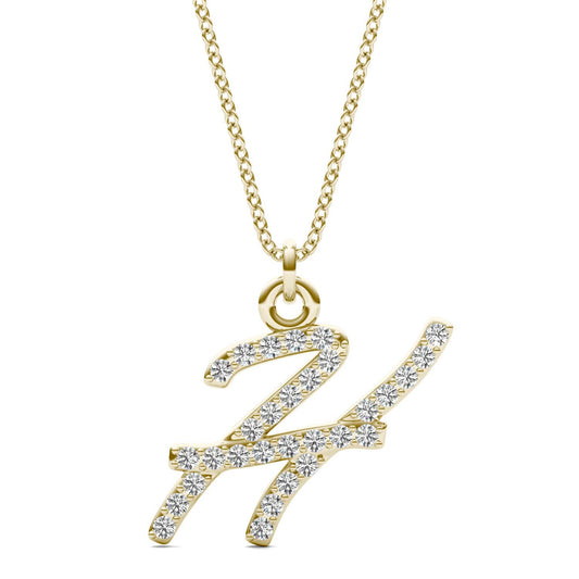 Caydia Lab Grown Diamond Personalized Initial Necklace 14K Yellow Gold