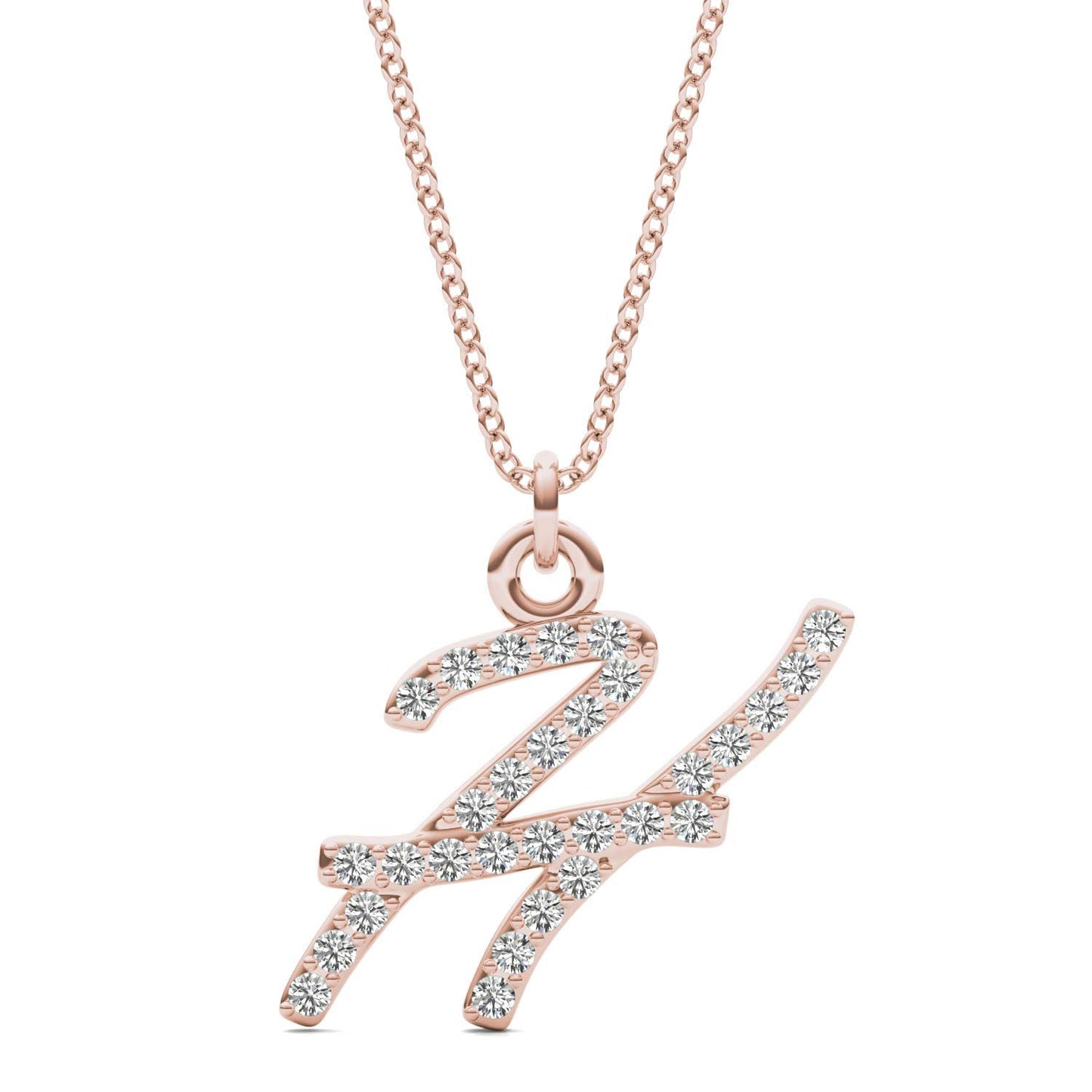 Caydia Lab Grown Diamond Personalized Initial Necklace 14K Rose Gold