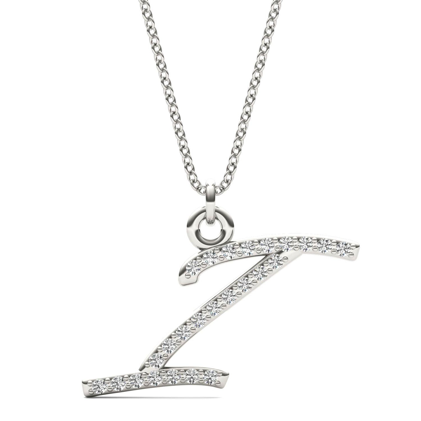 Caydia Lab Grown Diamond Personalized Initial Necklace 14K White Gold