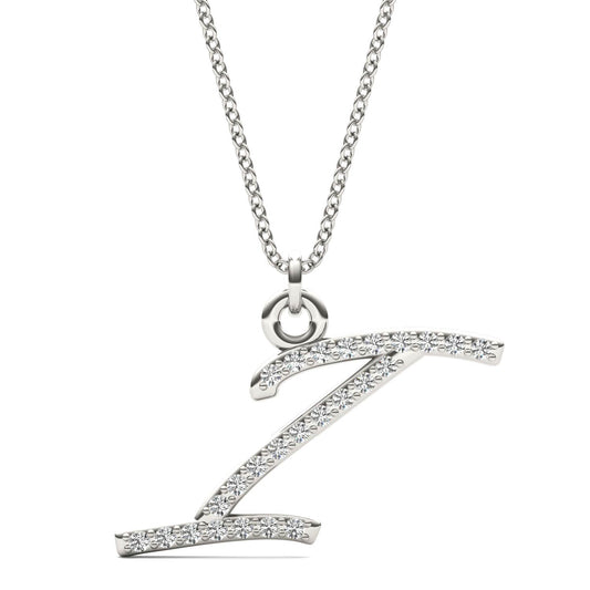 Caydia Lab Grown Diamond Personalized Initial Necklace 14K White Gold