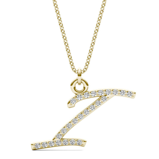 Caydia Lab Grown Diamond Personalized Initial Necklace 14K Yellow Gold