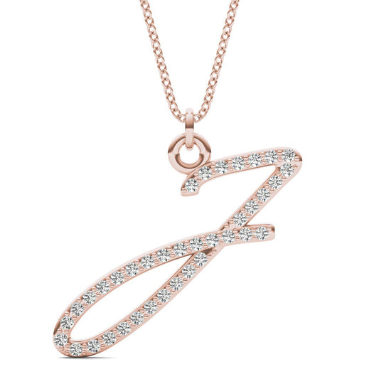 Caydia Lab Grown Diamond Personalized Initial Necklace 14K Rose Gold