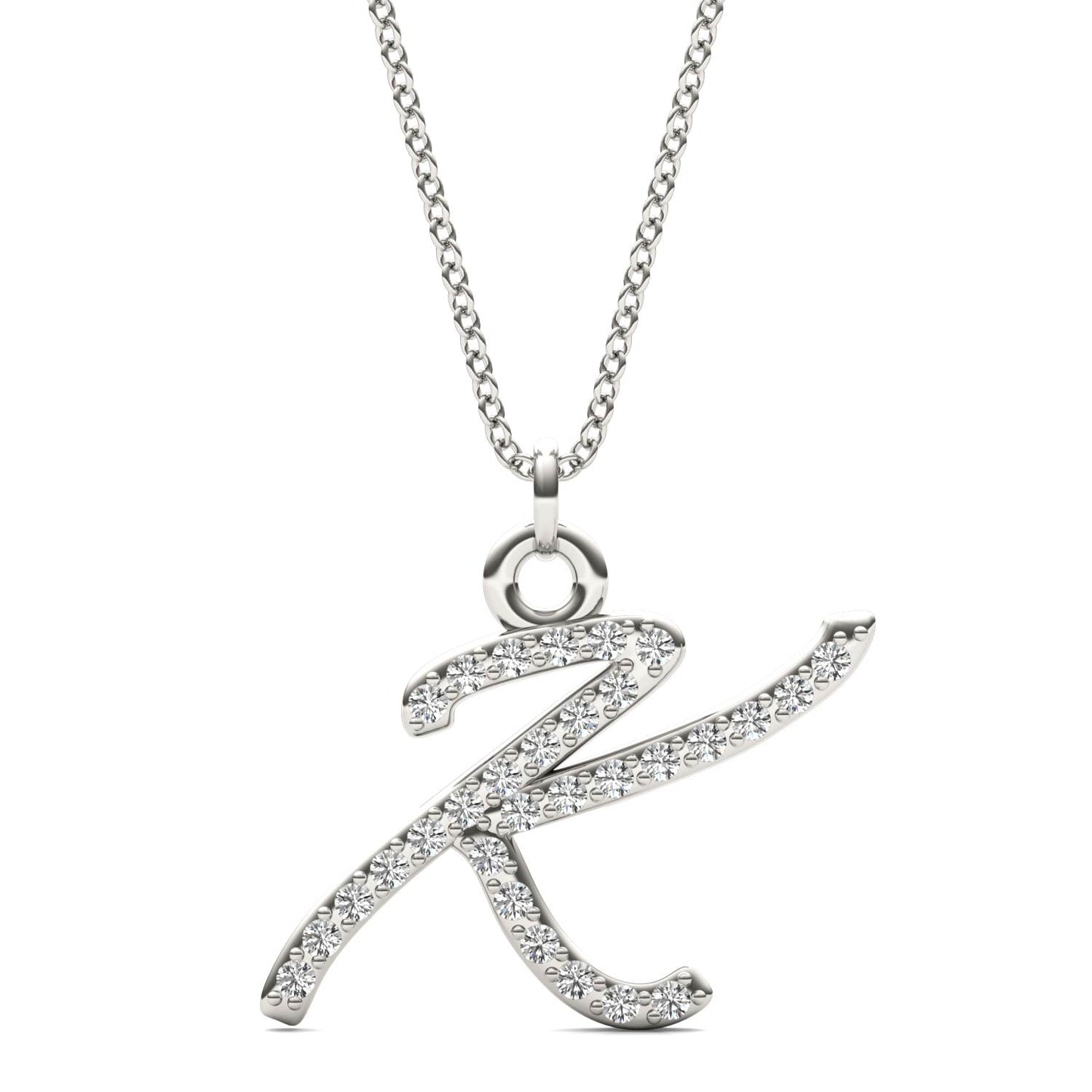 Caydia Lab Grown Diamond Personalized Initial Necklace 14K White Gold
