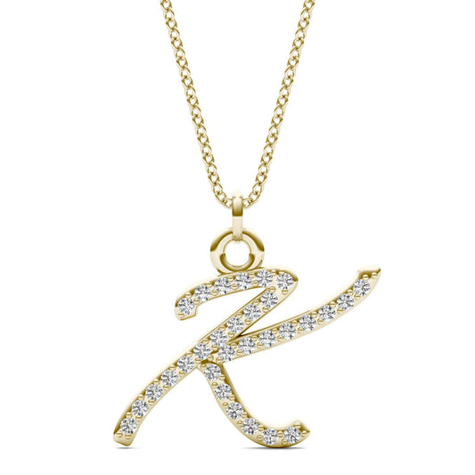 Caydia Lab Grown Diamond Personalized Initial Necklace 14K Yellow Gold