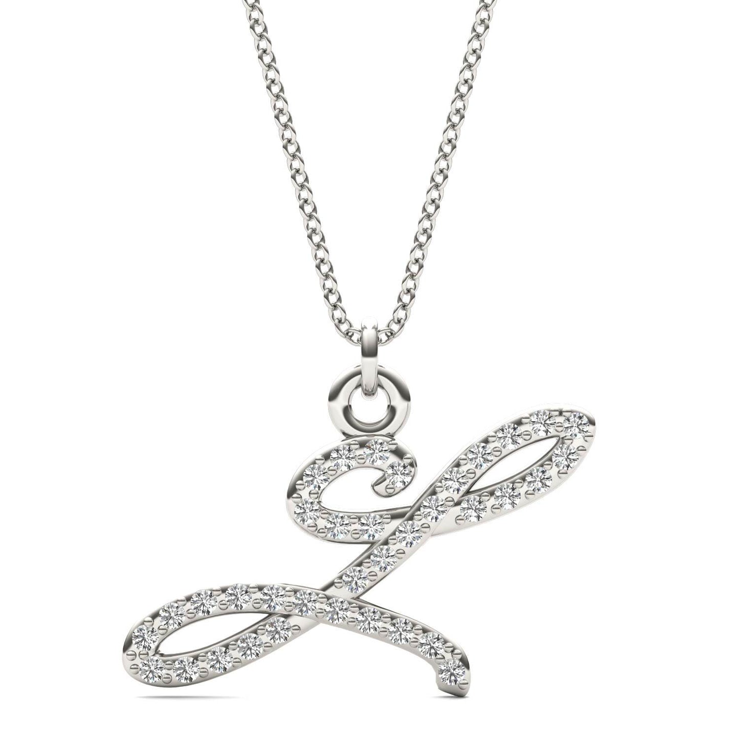 Caydia Lab Grown Diamond Personalized Initial Necklace 14K White Gold