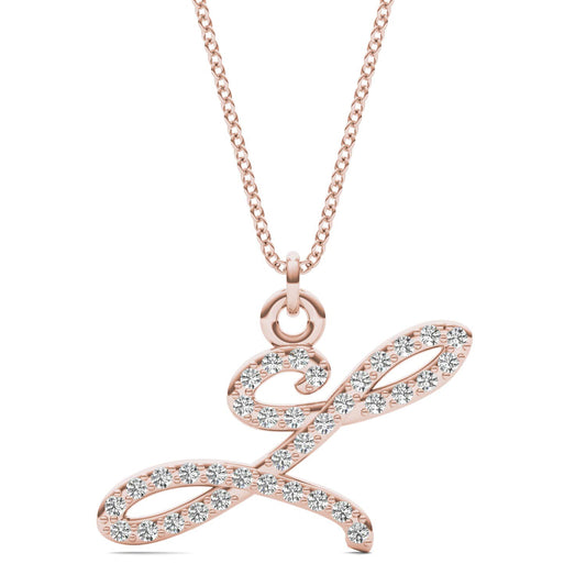 Caydia Lab Grown Diamond Personalized Initial Necklace 14K Rose Gold