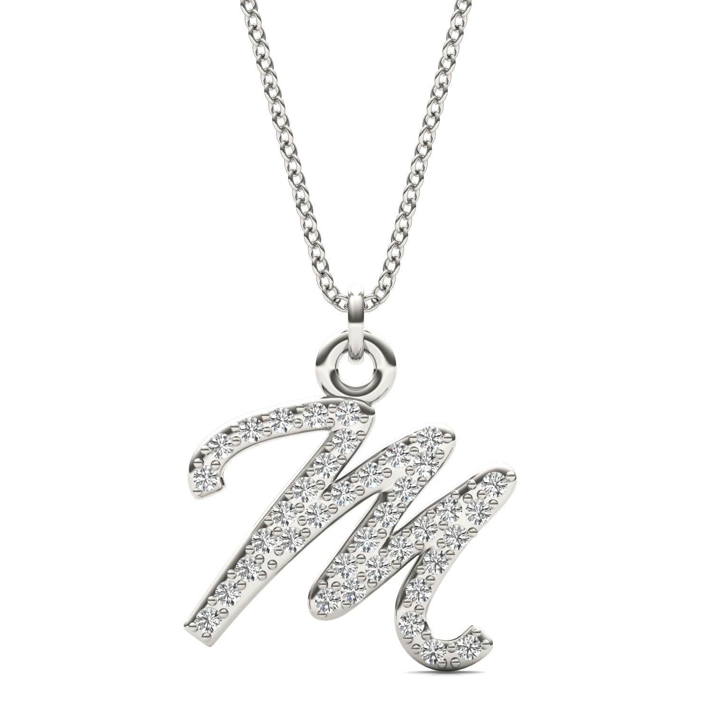 Caydia Lab Grown Diamond Personalized Initial Necklace 14K White Gold