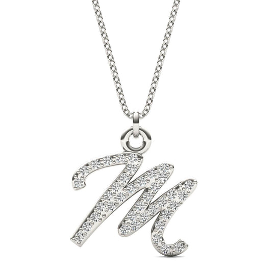 Caydia Lab Grown Diamond Personalized Initial Necklace 14K White Gold