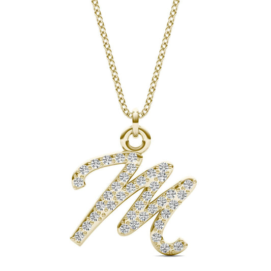 Caydia Lab Grown Diamond Personalized Initial Necklace 14K Yellow Gold