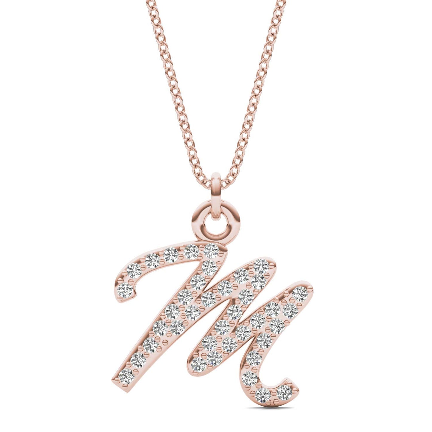 Caydia Lab Grown Diamond Personalized Initial Necklace 14K Rose Gold