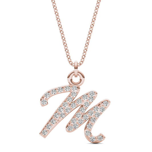 Caydia Lab Grown Diamond Personalized Initial Necklace 14K Rose Gold