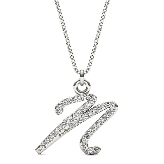 Caydia Lab Grown Diamond Personalized Initial Necklace 14K White Gold