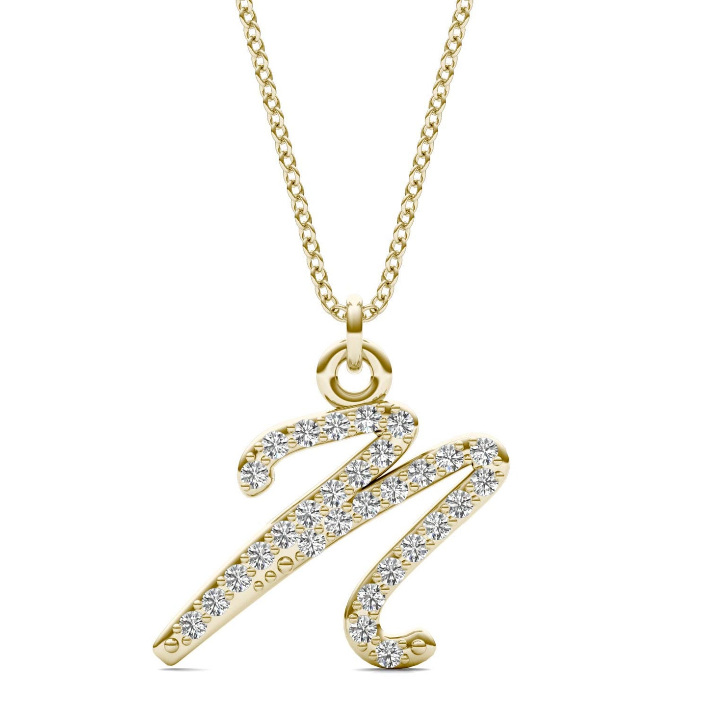 Caydia Lab Grown Diamond Personalized Initial Necklace 14K Yellow Gold