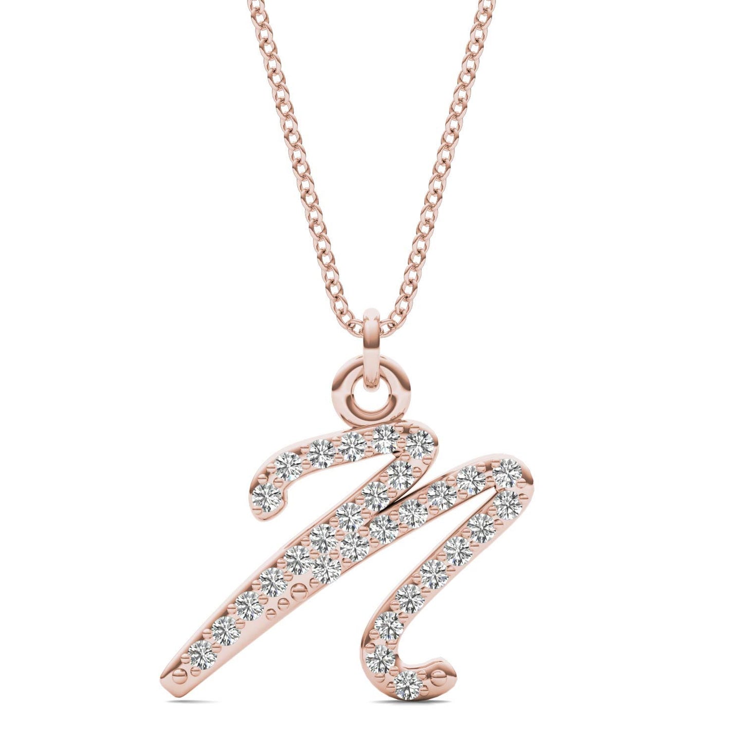 Caydia Lab Grown Diamond Personalized Initial Necklace 14K Rose Gold